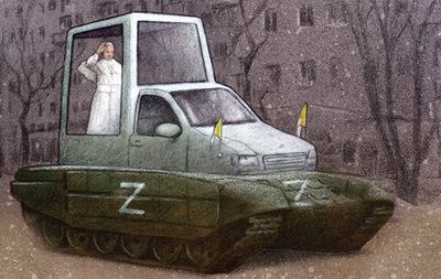 Польський часопис намалював папу Франциска на російському танку