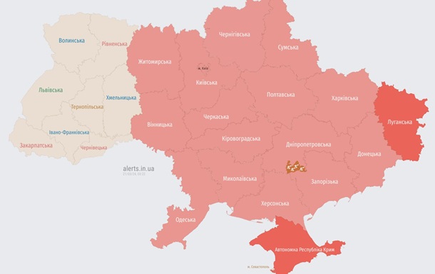 На більшій частині території України лунає сигнал повітряної тривоги
